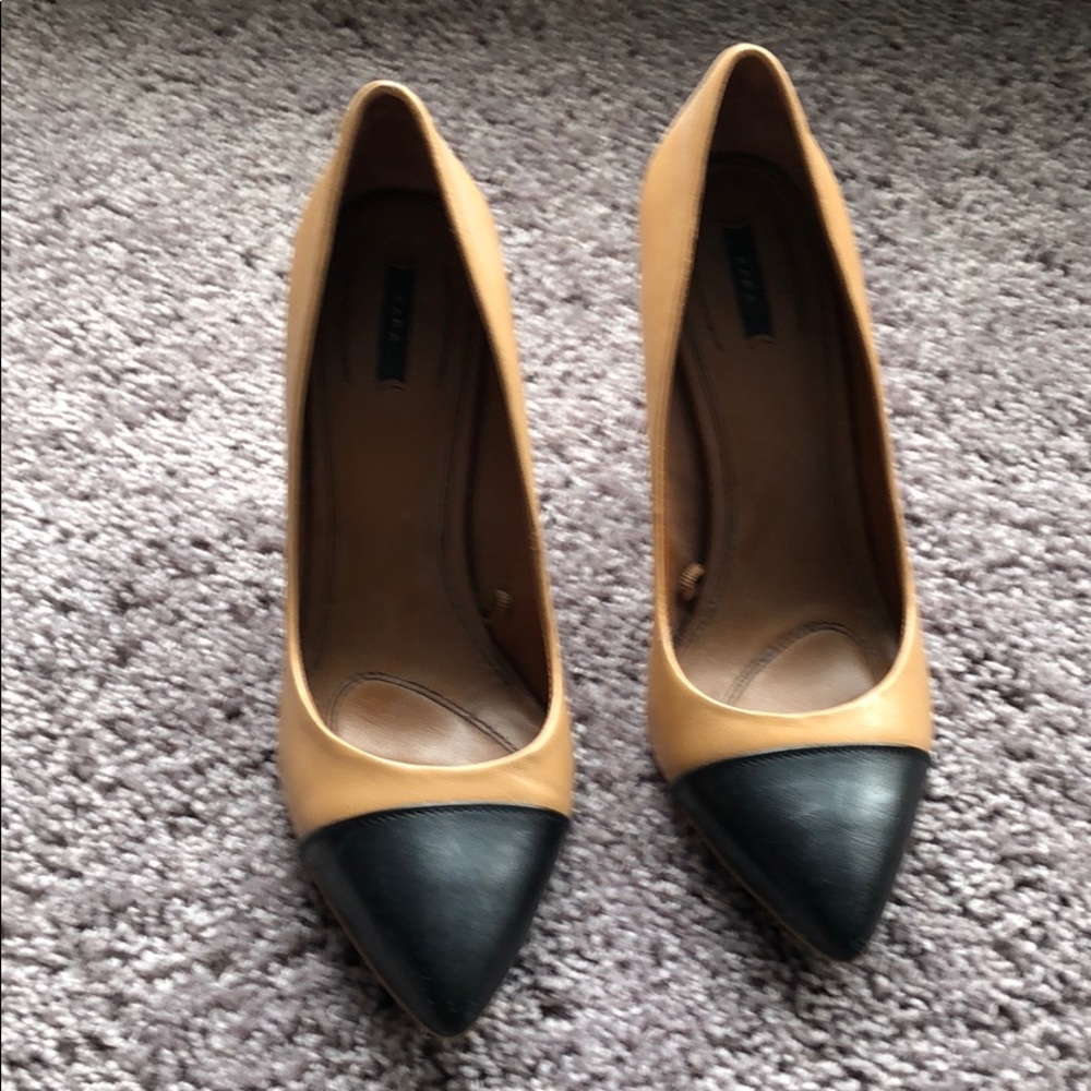 Zara cap toe block heel size 39